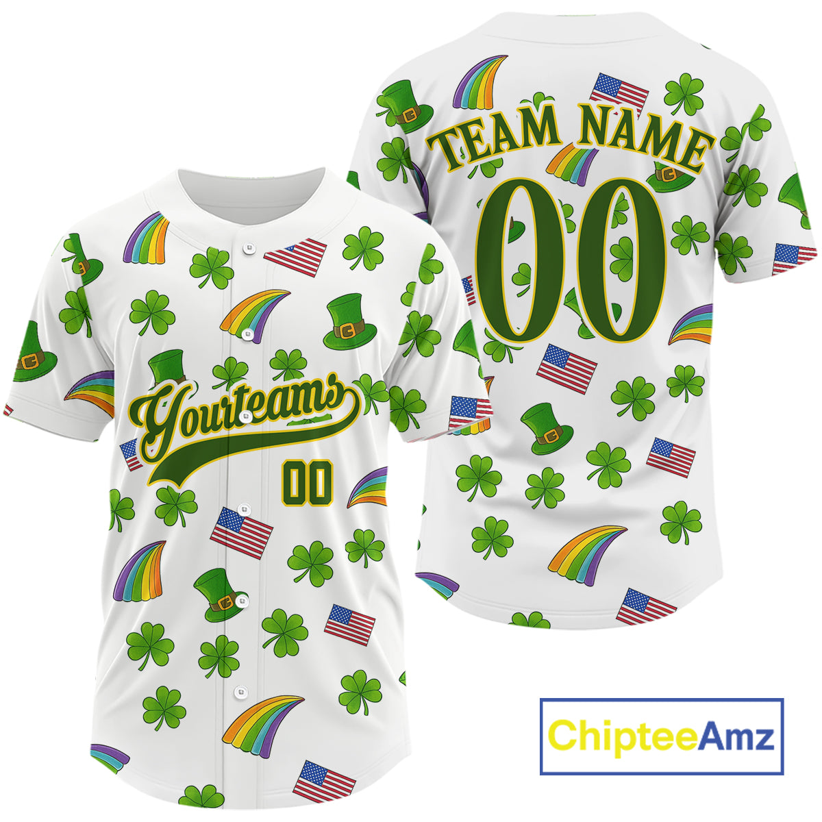 Custom US Flag Patrick Day Baseball Shirt For Men Shamrock Baseball Team Jerseys NYN1594