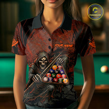 Load image into Gallery viewer, Custom Black And Gold 8 Ball 9 Ball Break Glass Billiard Shirt For Women, Pool Billiard Clothes Jersey NYN3019