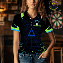 Load image into Gallery viewer, Multi Color Techno Grid &amp; Bull Women&#39;s Darts Shirt - Custom Name For Darts Jersey NYN0475