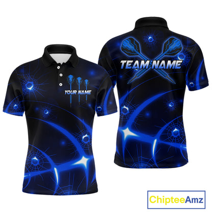 Lightning Dart Arrow Custom Blue Darts Polo Shirt For Men - Darts Team Jersey NYN0718