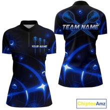 Load image into Gallery viewer, Lightning Dart Arrow Custom Blue Darts Quarter-Zip Shirt For Women - Darts Team Jersey NYN0718