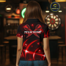 Load image into Gallery viewer, Lightning Dart Arrow Custom Red Darts Polo Shirt For Women - Darts Team Jersey NYN0719