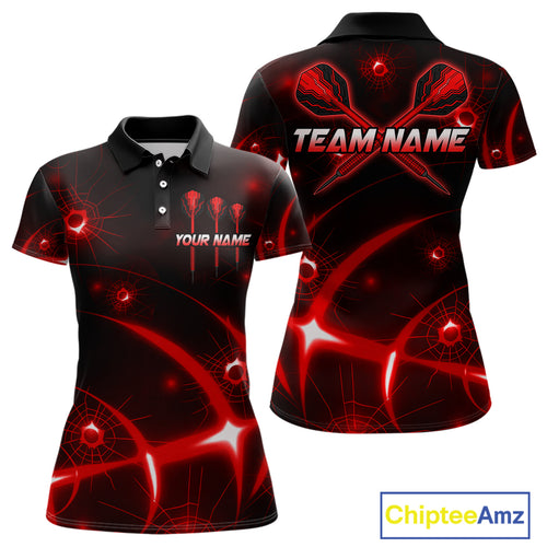 Lightning Dart Arrow Custom Red Darts Polo Shirt For Women - Darts Team Jersey NYN0719