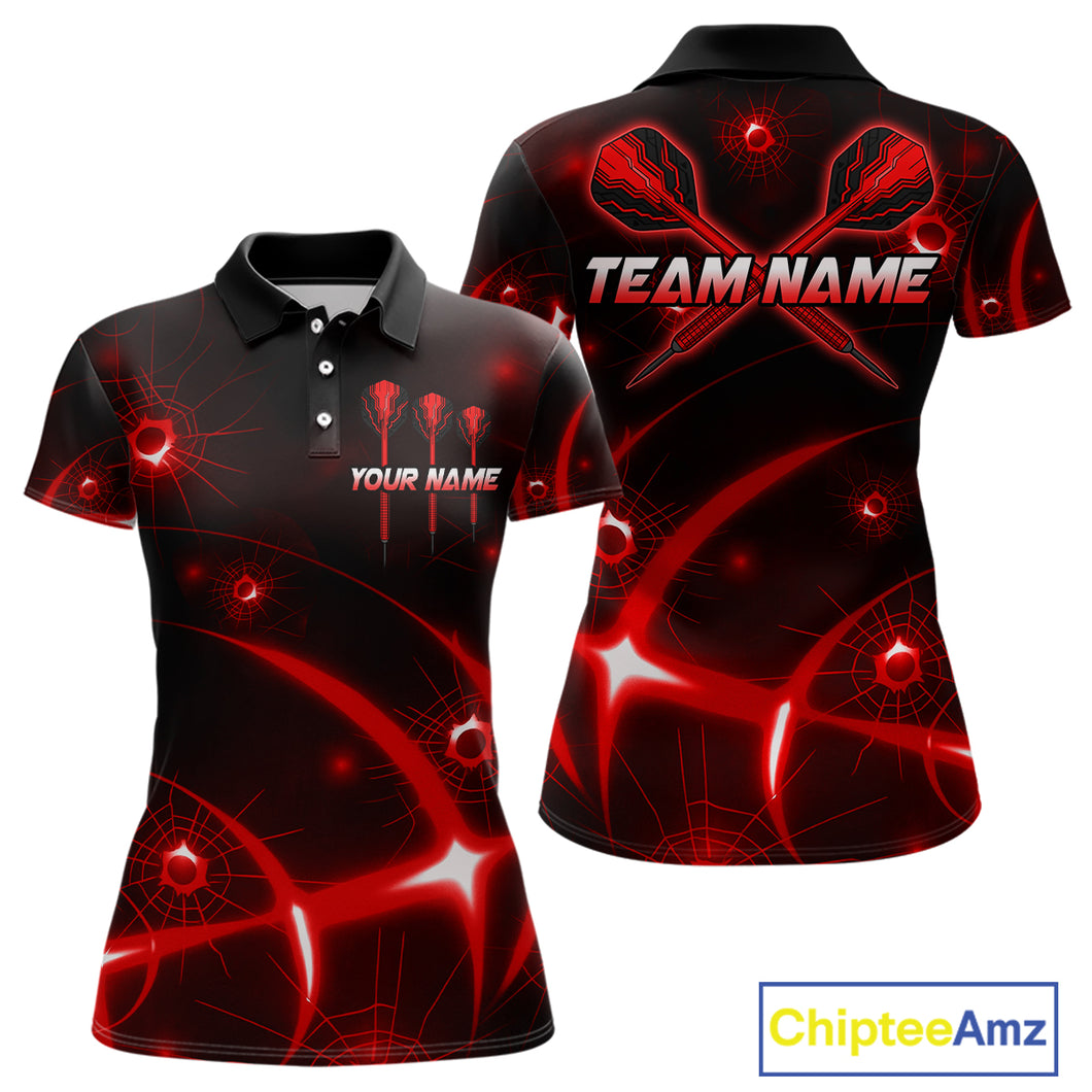 Lightning Dart Arrow Custom Red Darts Polo Shirt For Women - Darts Team Jersey NYN0719