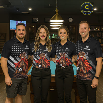 Cowboy Cat 8 Ball Billiard Shirt For Men Custom Name Pool Jersey US Flag Patriotic Gift For Pool Players NYN4384