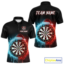 Load image into Gallery viewer, Custom Red Santa Hat &amp; Ice Dartboard Men Darts Polo Shirt Outfits Christmas Dart Jerseys NYN1895