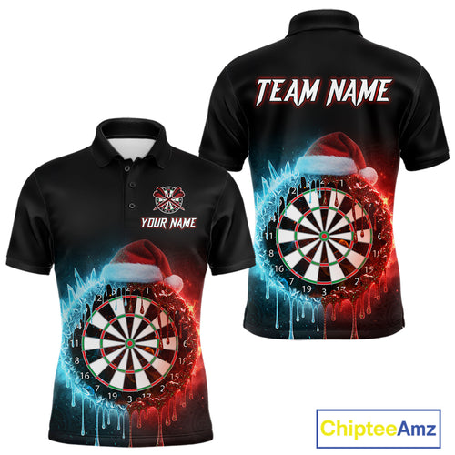 Custom Red Santa Hat & Ice Dartboard Men Darts Polo Shirt Outfits Christmas Dart Jerseys NYN1895