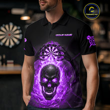 Load image into Gallery viewer, Custom Purple Flames Skull Broken Glass Men Darts Polo Shirt Outfits Dart Jerseys NYN1904