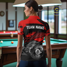 Load image into Gallery viewer, Black &amp; Red Grunge 8 Ball Pool Women Billiard Polo &amp; 1/4-Zip Jersey Custom Billiard Shirt Designs NYN2411