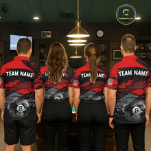 Load image into Gallery viewer, Black &amp; Red Grunge 8 Ball Pool Men Billiard Polo &amp; 1/4-Zip Jersey Custom Billiard Shirt Designs NYN2411