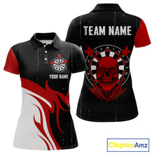 Load image into Gallery viewer, Red Skull Dartboard Grunge Custom Dart Shirt For Women, Dart Team Jerseys NYN0116