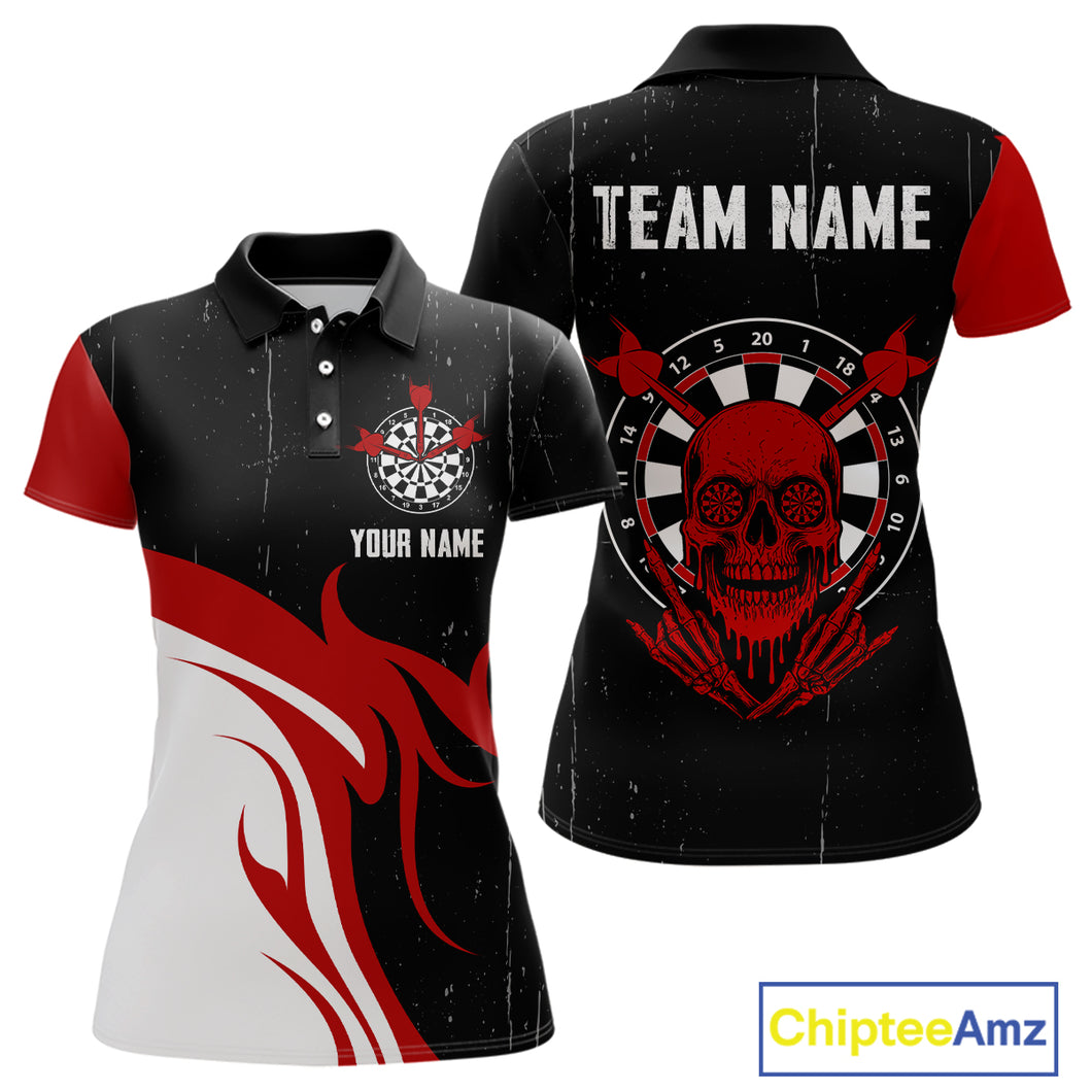 Red Skull Dartboard Grunge Custom Dart Shirt For Women, Dart Team Jerseys NYN0116