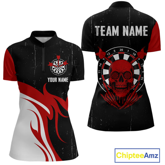 Red Skull Dartboard Grunge Custom Dart Shirt For Women, Dart Team Jerseys NYN0116