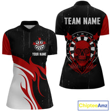 Load image into Gallery viewer, Red Skull Dartboard Grunge Custom Dart Shirt For Women, Dart Team Jerseys NYN0116