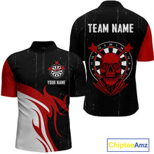 Load image into Gallery viewer, Red Skull Dartboard Grunge Custom Dart Shirt For Men, Dart Team Jerseys NYN0116