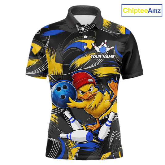 Blue And Yellow Funny Duck Bowling Shirts For Men Personalized Bowling Team Name Outfits NYN3190
