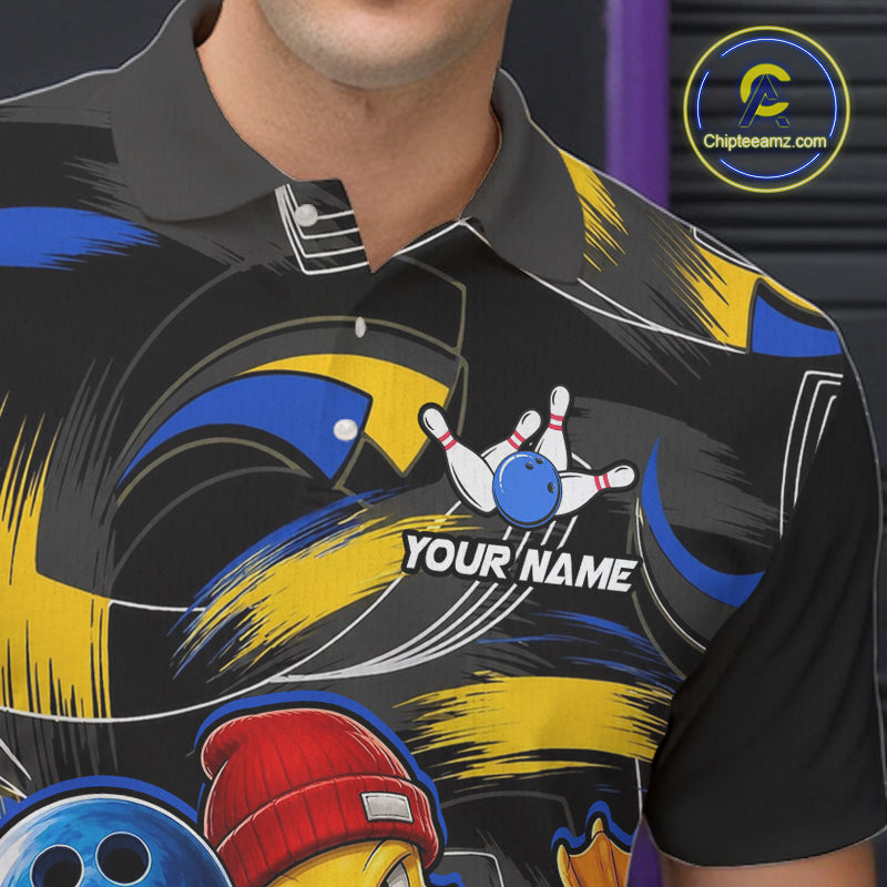 Blue And Yellow Funny Duck Bowling Shirts For Men Personalized Bowling Team Name Outfits NYN3190