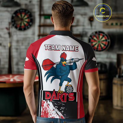 Fiery Rooster Fury Dart Arrow Men's Funny Darts Shirt - Custom Name For Darts Jersey NYN0477
