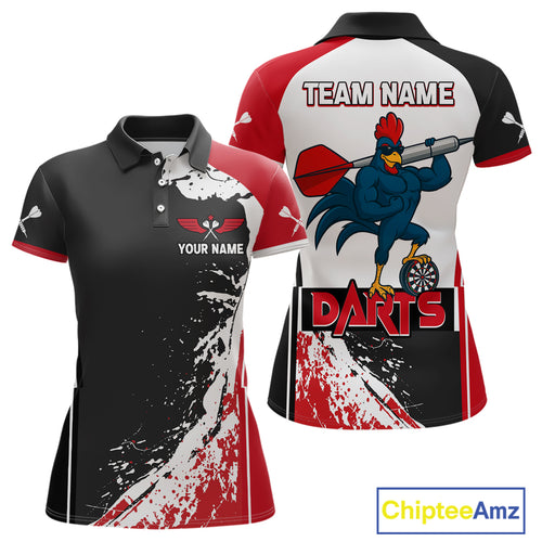 Fiery Rooster Fury Dart Arrow Women's Funny Darts Shirt - Custom Name For Darts Jersey NYN0477