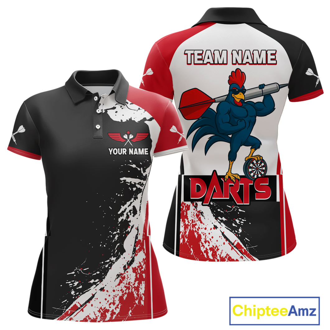 Fiery Rooster Fury Dart Arrow Women's Funny Darts Shirt - Custom Name For Darts Jersey NYN0477
