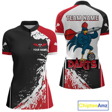 Load image into Gallery viewer, Fiery Rooster Fury Dart Arrow Women&#39;s Funny Darts Shirt - Custom Name For Darts Jersey NYN0477
