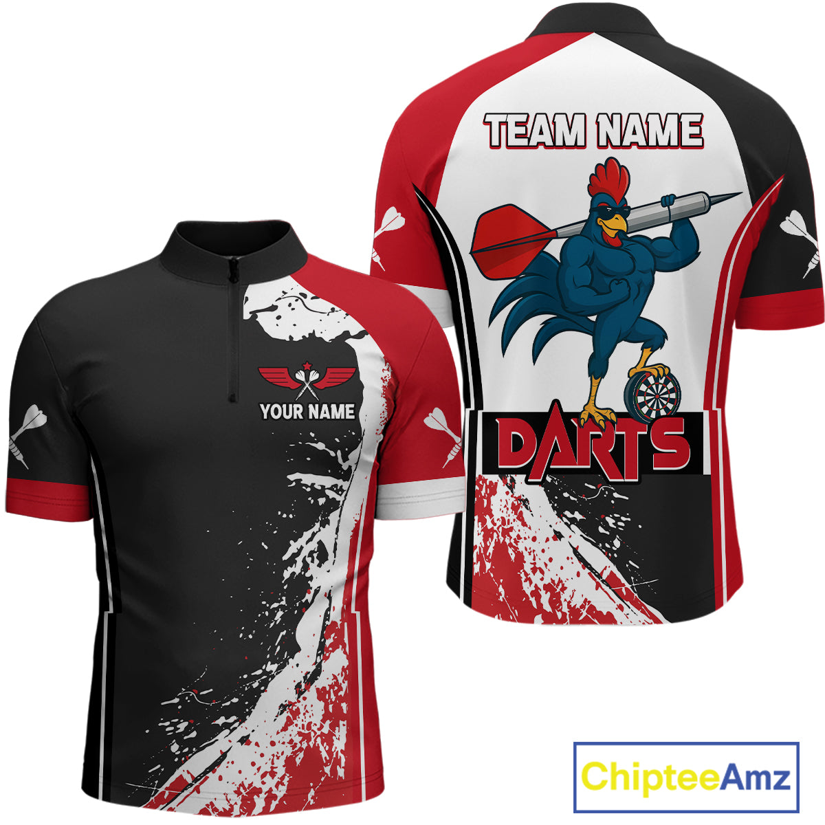 Fiery Rooster Fury Dart Arrow Men's Funny Darts Shirt - Custom Name For Darts Jersey NYN0477
