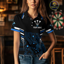 Load image into Gallery viewer, Futuristic Darts Team Shirt For Women - Skull Head &amp; Neuro Tech Style | Custom Name NYN0482