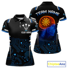 Load image into Gallery viewer, Futuristic Darts Team Shirt For Women - Skull Head &amp; Neuro Tech Style | Custom Name NYN0482
