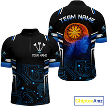 Load image into Gallery viewer, Futuristic Darts Team Shirt For Men - Skull Head &amp; Neuro Tech Style | Custom Name NYN0482