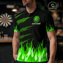 Load image into Gallery viewer, Custom Green Flames Phoenix Dartboard Dart Polo Jersey For Men Dart Tournament Team Shirts NYN0981