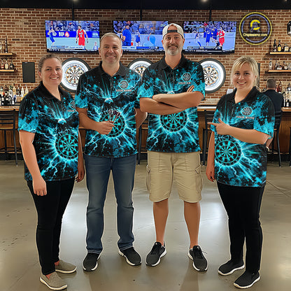 Teal Splatter Dartboard Darts Polo 1/4-Zip Shirt For Women Thunder Eagle Darts Team Apparel Jersey NYN4781