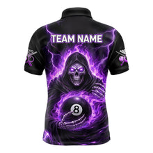 Load image into Gallery viewer, Fire Flame Grim Reaper Holding 8 Ball Pool Men Polo &amp; 1/4-Zip Shirt Personalized Billiard Gifts NYN2434