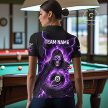 Load image into Gallery viewer, Fire Flame Grim Reaper Holding 8 Ball Pool Women  Polo &amp; 1/4-Zip Shirt Personalized Billiard Gifts NYN2434