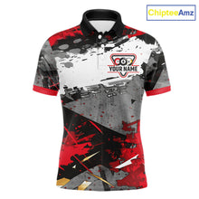 Load image into Gallery viewer, Black, White And Red Grunge Paint Billiard Pool Shirts For Men Custom 8 Ball Billiard Team Attire NYN3019