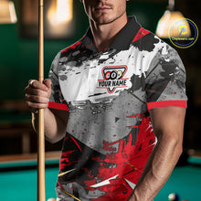 Load image into Gallery viewer, Black, White And Red Grunge Paint Billiard Pool Shirts For Men Custom 8 Ball Billiard Team Attire NYN3019