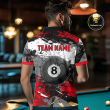 Load image into Gallery viewer, Black, White And Red Grunge Paint Billiard Pool Shirts For Men Custom 8 Ball Billiard Team Attire NYN3019