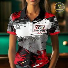 Load image into Gallery viewer, Black, White And Red Grunge Paint Billiard Pool Shirts For Women Custom 8 Ball Billiard Team Attire NYN3019