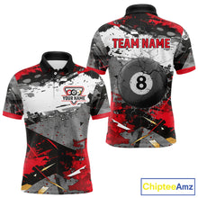 Load image into Gallery viewer, Black, White And Red Grunge Paint Billiard Pool Shirts For Men Custom 8 Ball Billiard Team Attire NYN3019