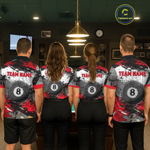 Load image into Gallery viewer, Black, White And Red Grunge Paint Billiard Pool Shirts For Men Custom 8 Ball Billiard Team Attire NYN3019