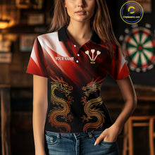 Load image into Gallery viewer, Flame Dragons With Golden Darts Women's Darts Team Shirt - Custom Name For Players NYN0500