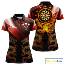 Load image into Gallery viewer, Flame Dragons With Golden Darts Women's Darts Team Shirt - Custom Name For Players NYN0500