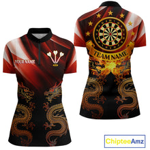 Load image into Gallery viewer, Flame Dragons With Golden Darts Women's Darts Team Shirt - Custom Name For Players NYN0500