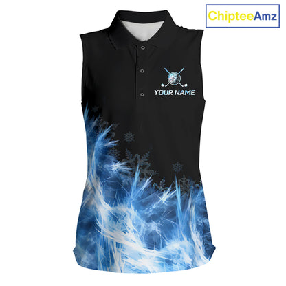 Icy Blue Light Womens Golf Sleeveless Polo Shirt Customize Golf Gifts For Men Golf Team Shirts, Golf Gifts NYN4038