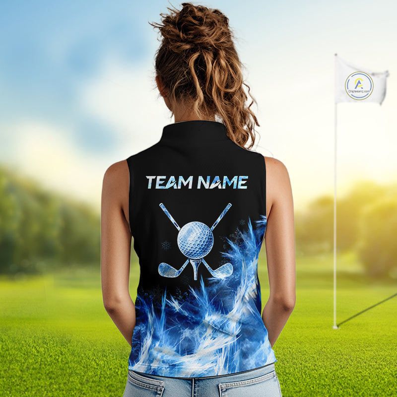 Icy Blue Light Womens Golf Sleeveless Polo Shirt Customize Golf Gifts For Men Golf Team Shirts, Golf Gifts NYN4038