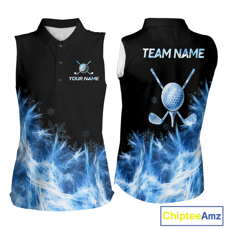 Icy Blue Light Womens Golf Sleeveless Polo Shirt Customize Golf Gifts For Men Golf Team Shirts, Golf Gifts NYN4038