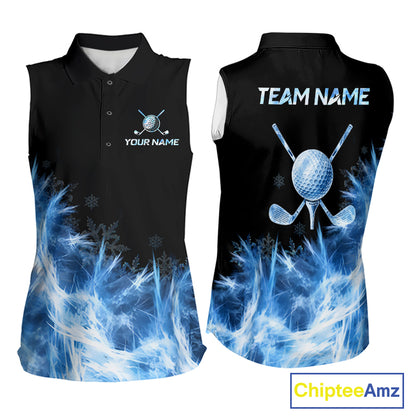 Icy Blue Light Womens Golf Sleeveless Polo Shirt Customize Golf Gifts For Men Golf Team Shirts, Golf Gifts NYN4038