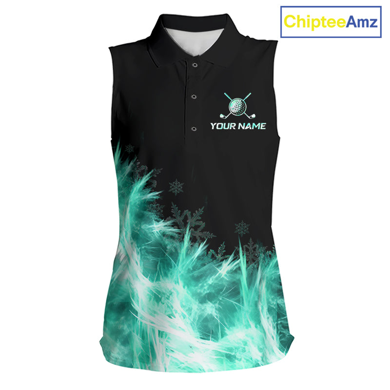 Icy Teal Light Womens Golf Sleeveless Polo Shirt Customize Golf Gifts For Men Golf Team Shirts, Golf Gifts NYN4039