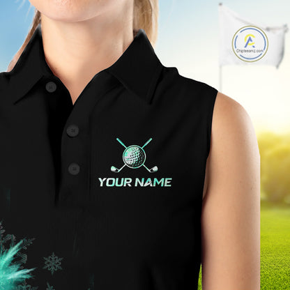 Icy Teal Light Womens Golf Sleeveless Polo Shirt Customize Golf Gifts For Men Golf Team Shirts, Golf Gifts NYN4039