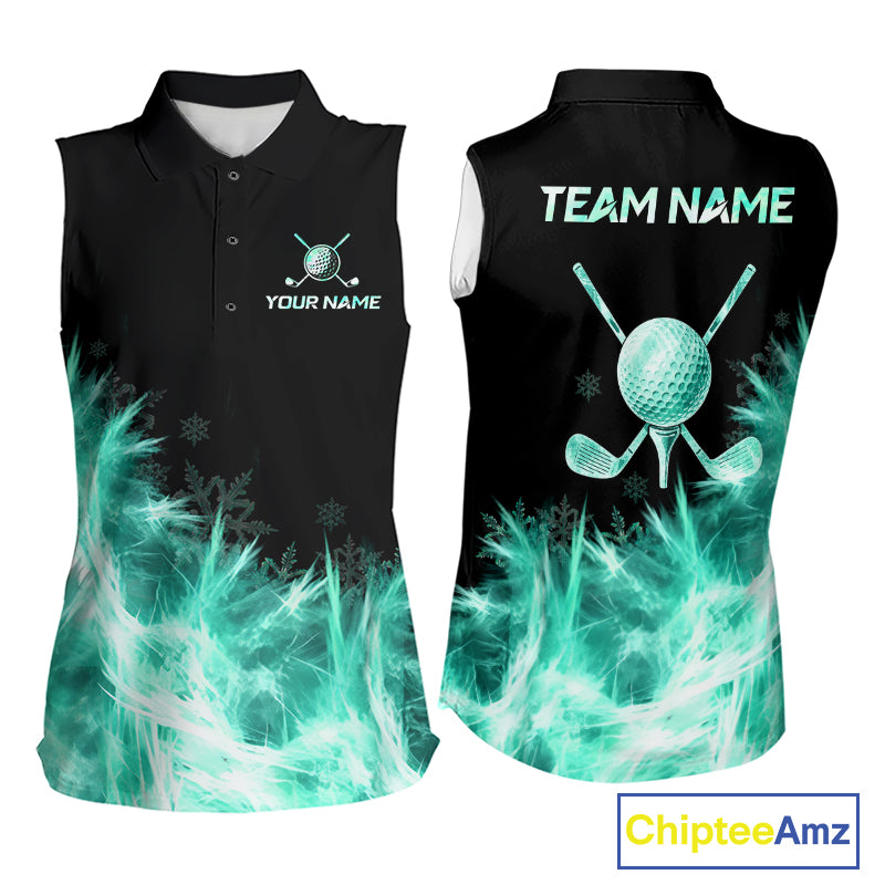 Icy Teal Light Womens Golf Sleeveless Polo Shirt Customize Golf Gifts For Men Golf Team Shirts, Golf Gifts NYN4039