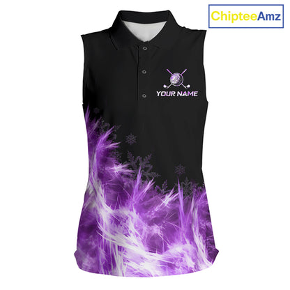 Icy Purple Light Womens Golf Sleeveless Polo Shirt Customize Golf Gifts For Men Golf Team Shirts, Golf Gifts NYN4040